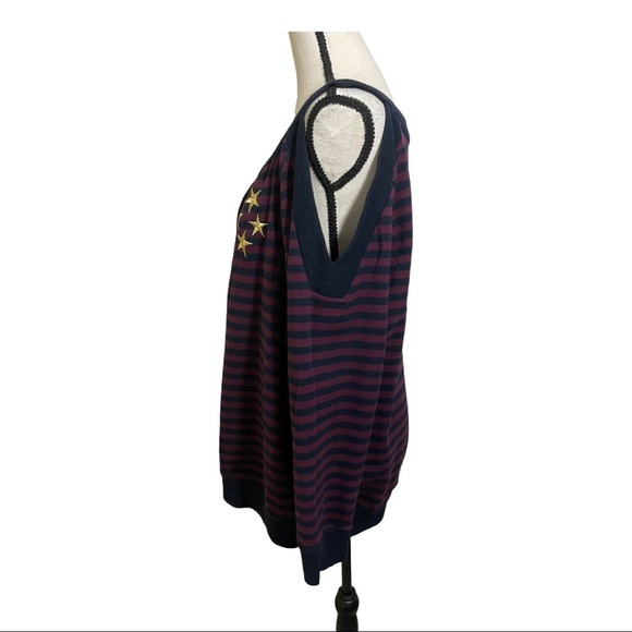 Lane Bryant open shoulder long sleeve striped with gold star’s sweatshirt 14/16 - Picture 8 of 11